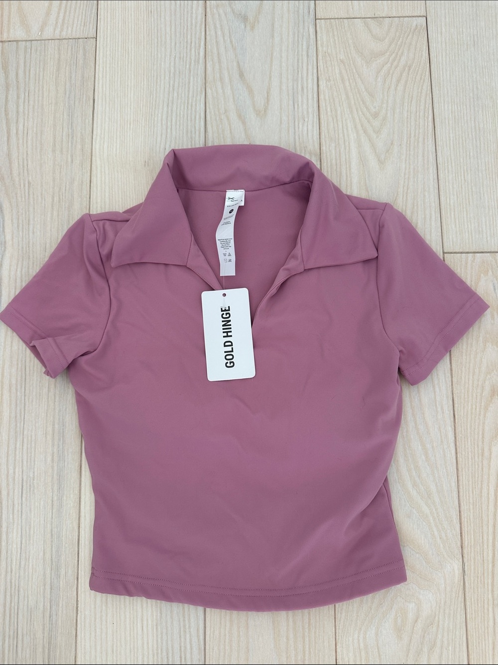 Pale Berry Preppy V-Neck Polo Top xs